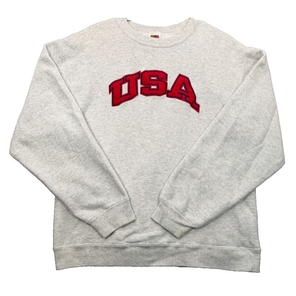 Fruit of the Loom Other - Vintage Fruit of the Loom Men's Large L Gray USA Spellout Crewneck Sweatshirt L